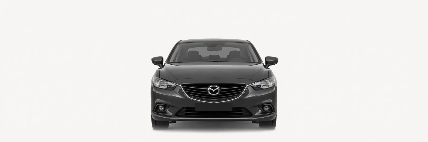 Front view of a graphite Mazda6 GJ fading into the page background